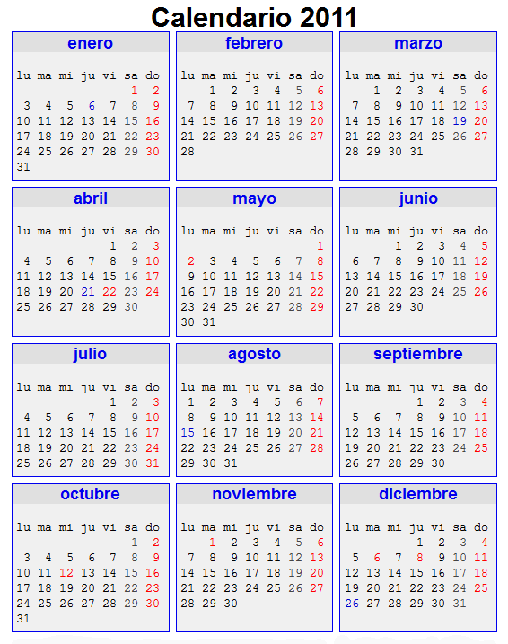 calendario laboral 2011 españa